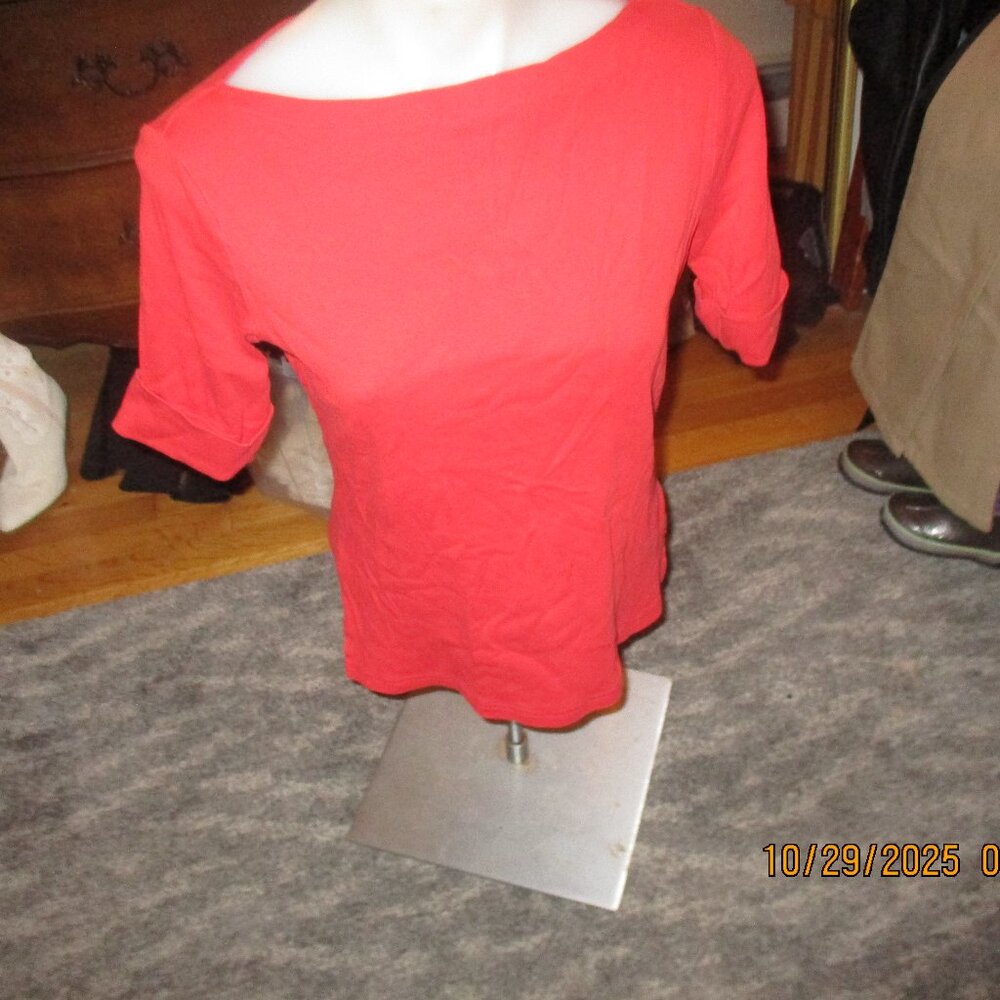 red ladies ralph lauren short sleeve top sz